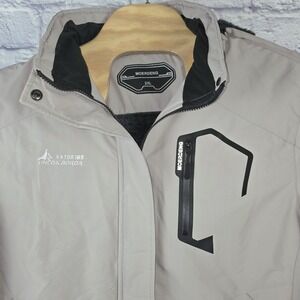 MOERDENG Men Beige Waterproof Hooded Ski Jacket Fleece Lined Winter Coat Sz 2XL